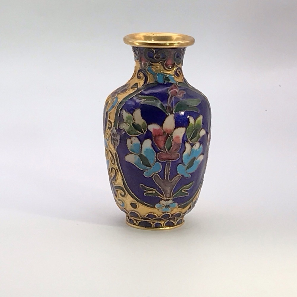 Vintage Chinese Cloisonné Vase 4" X 2.5"